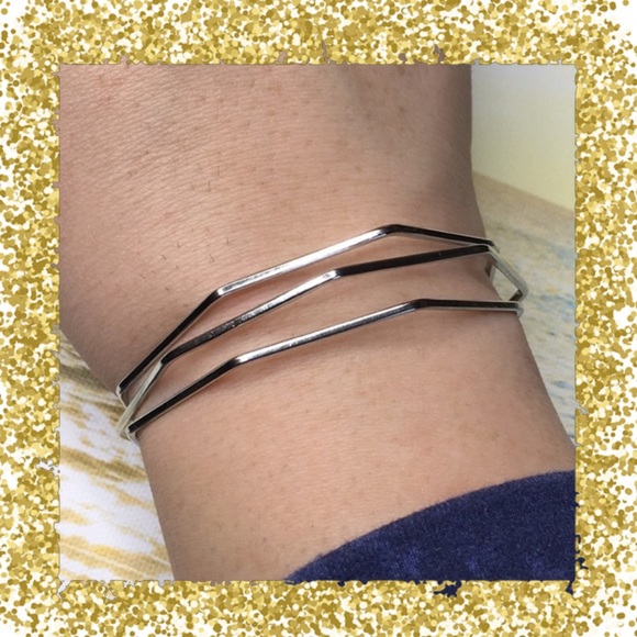 Silver Toned Geometric Bracelet - Picture 7 of 7
